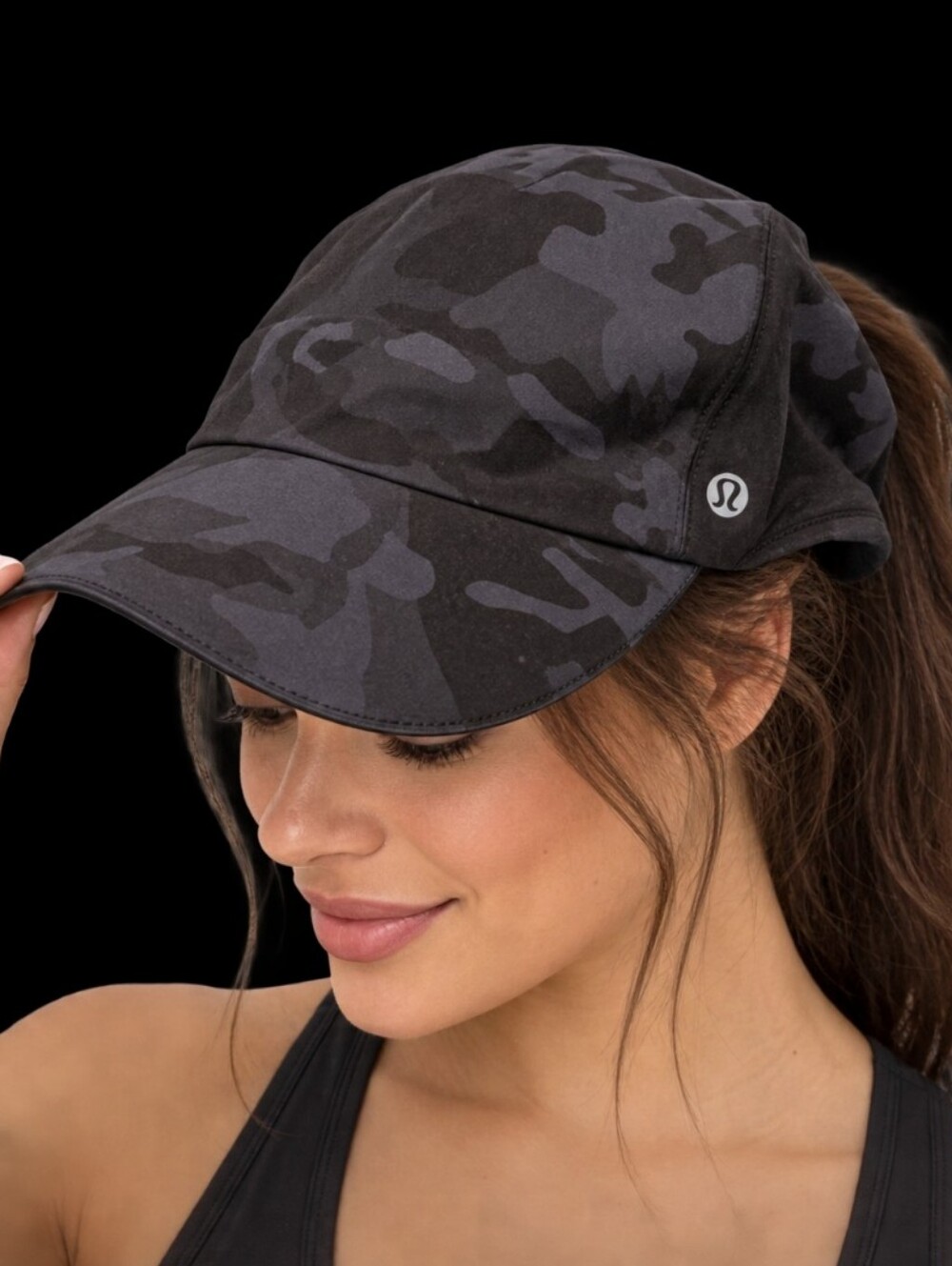 Lululemon Camo Ponytail Running Hat Adjustable Cap Outdoor Performance